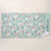 Serviette De Plage Dragonflies et Coeurs Floral (Devant)