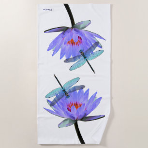 Serviette De Plage Dragonflies sur Water Lilies Beach