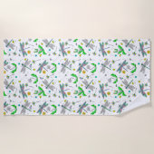 Serviette De Plage Dragonflies Whimsical et Dandelions main tiré (Devant)