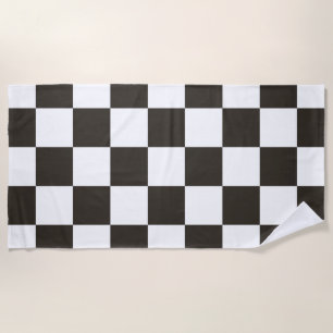 Serviette De Plage Drapeau à damier (noir et blanc) (motif damier)