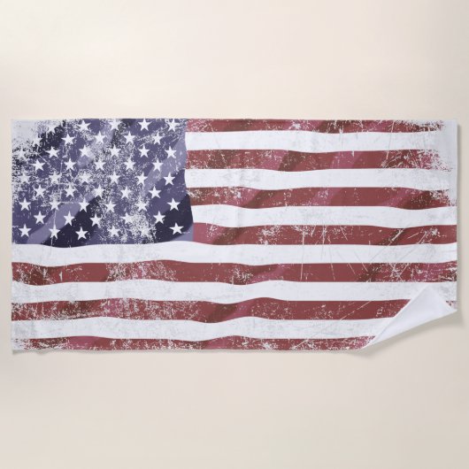 Serviette De Plage Drapeau américain Grungy (Devant)