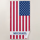 Serviette De Plage Drapeau américain Nom personnalisé Patriotique (Devant)