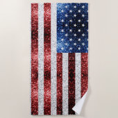 Serviette De Plage drapeau américain rouge blanc brillant parties sci (Devant)