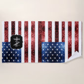 Serviette De Plage Drapeau américain rouge bleu étincelles parties sc (Devant)