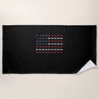 Serviette De Plage Drapeau américain Silhouette Dachshund 4 juillet