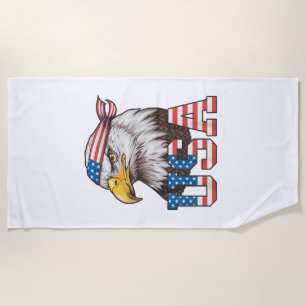 Serviette De Plage Drapeau américain USA Hommes Femmes Enfants Aigle