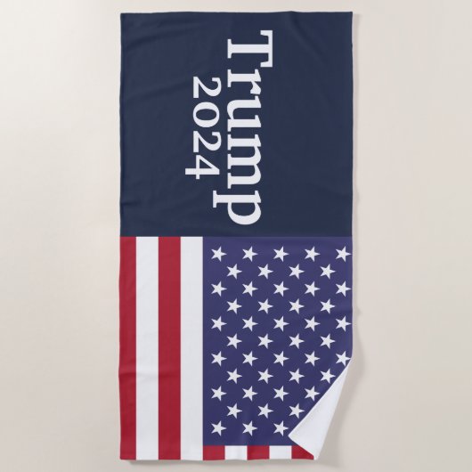 Serviette De Plage Drapeau bleu Donald Trump 2024 américain (Devant)