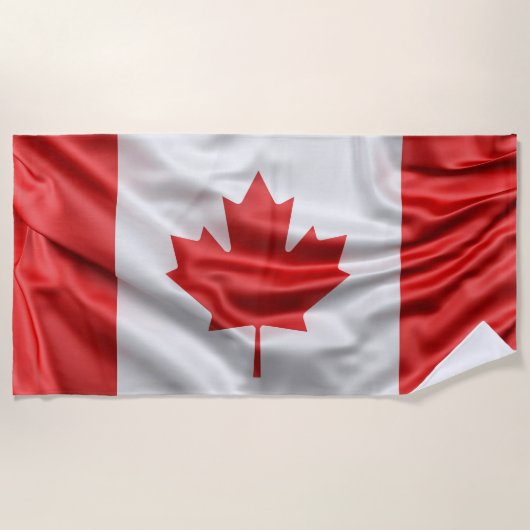 Serviette De Plage Drapeau canadien Satin Look (Devant)