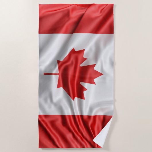 Serviette De Plage Drapeau canadien Satin Look (Devant)