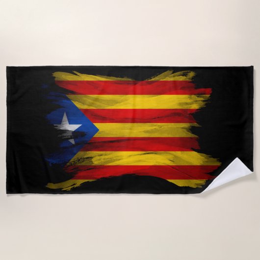 Serviette De Plage Drapeau Catalogne brush stroke, drapeau national (Devant)