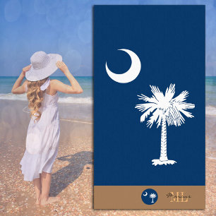 Serviette De Plage Drapeau de Caroline du Sud & monogrammed / serviet