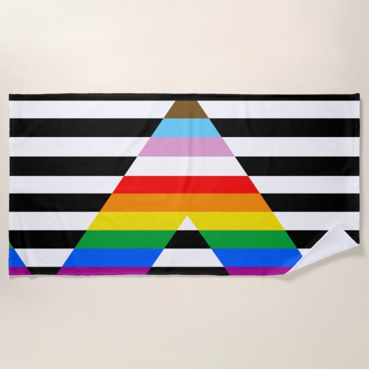 Serviette De Plage Drapeau de fierté allié du progrès LGBTQ (Devant)