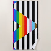 Serviette De Plage Drapeau de fierté allié du progrès LGBTQ (Devant)