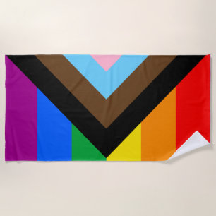 Serviette De Plage Drapeau de fierté de progrès LGBTQ+