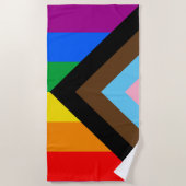 Serviette De Plage Drapeau de fierté de progrès LGBTQ+ (Devant)