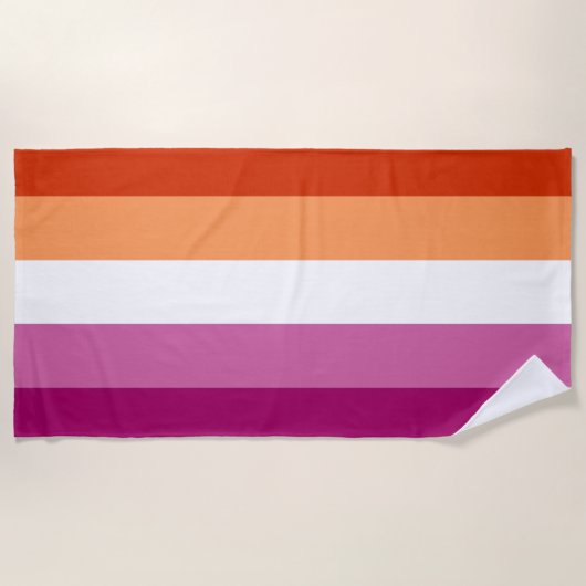 Serviette De Plage Drapeau de fierté lesbienne (5 bandes) (Devant)