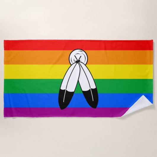 Serviette De Plage Drapeau de fierté LGBTQ+ bispirituel (Devant)