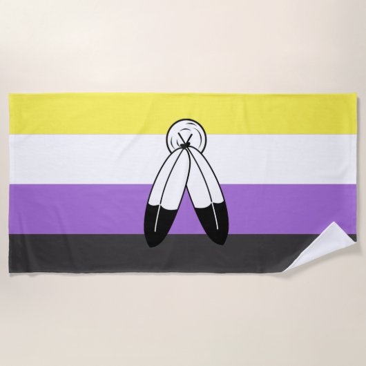 Serviette De Plage Drapeau de fierté non binaire à double esprit (Devant)