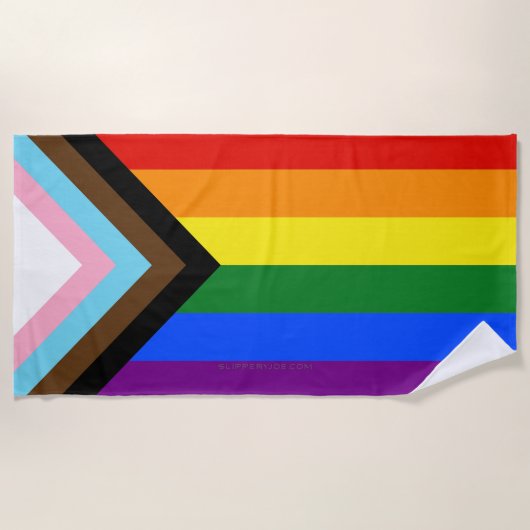 Serviette De Plage Drapeau de fierté Progress Pride de SlipperyJoe si (Devant)