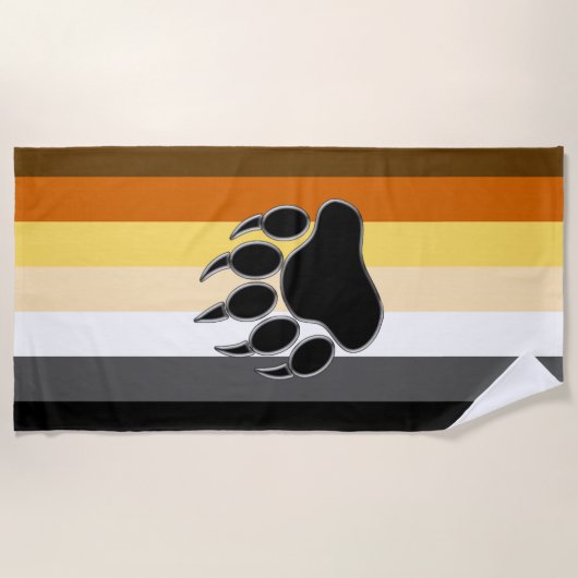 Serviette De Plage Drapeau de la fierté de l'ours gris Bear Paw (Devant)