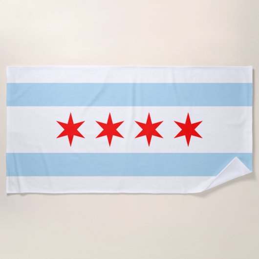 Serviette De Plage Drapeau de la ville de Chicago (Illinois) (Devant)
