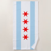 Serviette De Plage Drapeau de la ville de Chicago (Illinois) (Devant)
