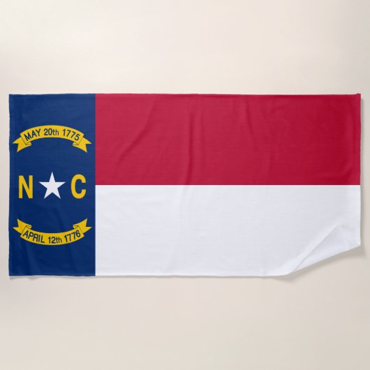 Serviette De Plage Drapeau de l'État de Caroline du Nord (Devant)