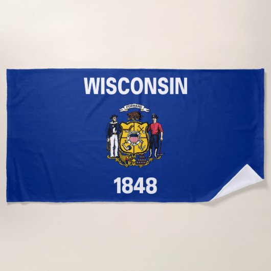 Serviette De Plage Drapeau de l'État du Wisconsin (Devant)