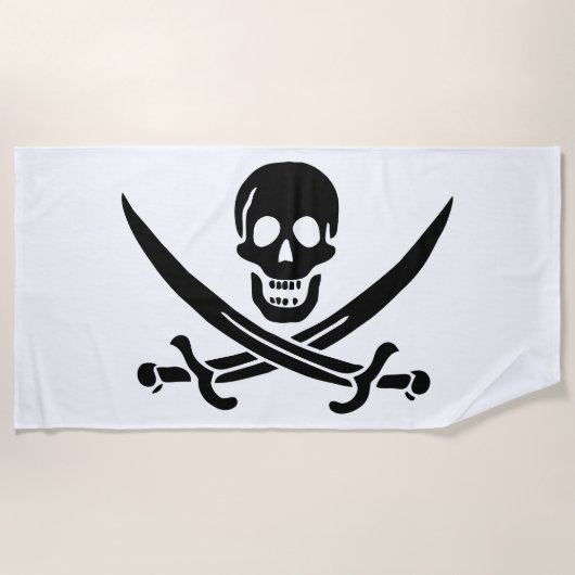 Serviette De Plage Drapeau de pirate Crâne croisé épées (Devant)