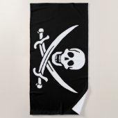 Serviette De Plage Drapeau de pirate Crâne croisé épées (Devant)