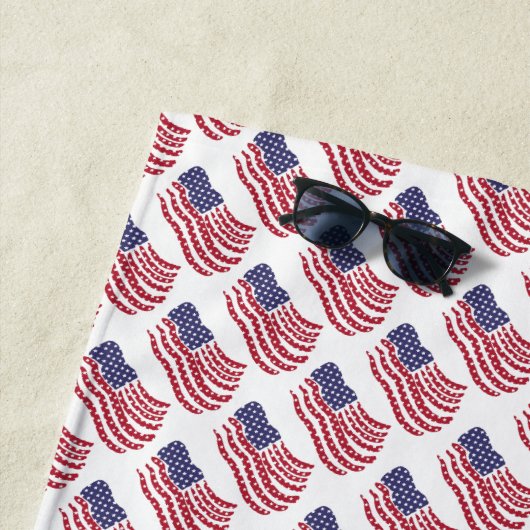Serviette De Plage Drapeau de plage à motif rouge blanc bleu (En situation)