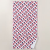Serviette De Plage Drapeau de plage à motif rouge blanc bleu (Devant)