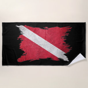 Serviette De Plage Drapeau de plongée vintage, Drapeau de plongée, Di