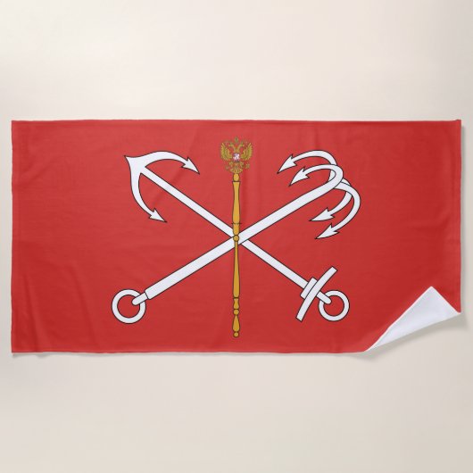 Serviette De Plage Drapeau de Saint-Pétersbourg (Russie) (Devant)