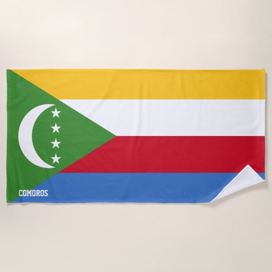 Serviette De Plage Drapeau des Comores Splendide patriotique (Devant)