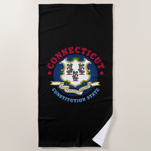 SERVIETTE DE PLAGE DRAPEAU D'ÉTAT CONSTITUTION CONNECTICUT (Devant)