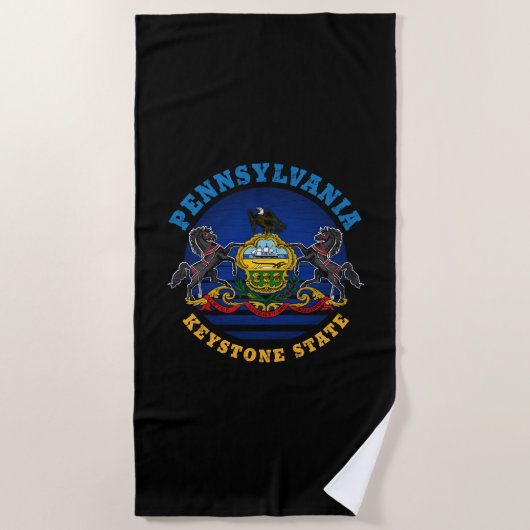 SERVIETTE DE PLAGE DRAPEAU D'ÉTAT DE PENNSYLVANIA KEYSTONE (Devant)