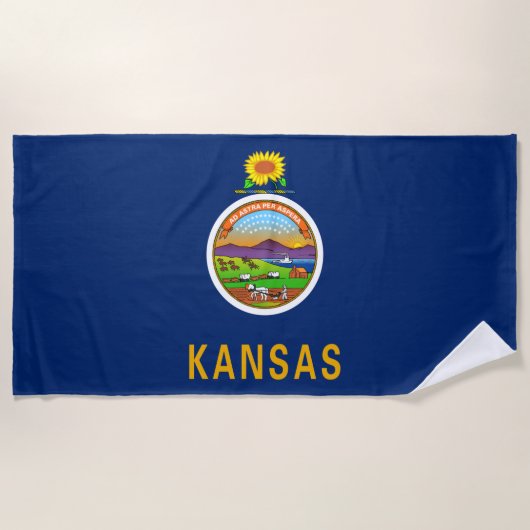 Serviette De Plage Drapeau d'État du Kansas (Devant)