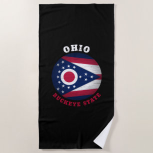 SERVIETTE DE PLAGE DRAPEAU D'ÉTAT OHIO BUCKEYE