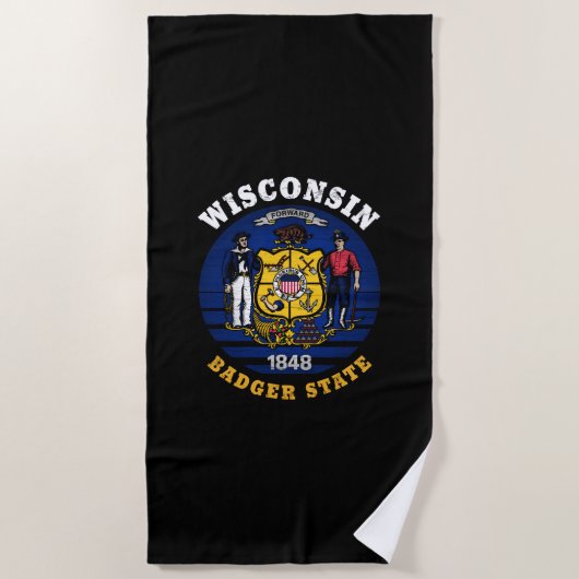SERVIETTE DE PLAGE DRAPEAU D'ÉTAT WISCONSIN BADGER (Devant)