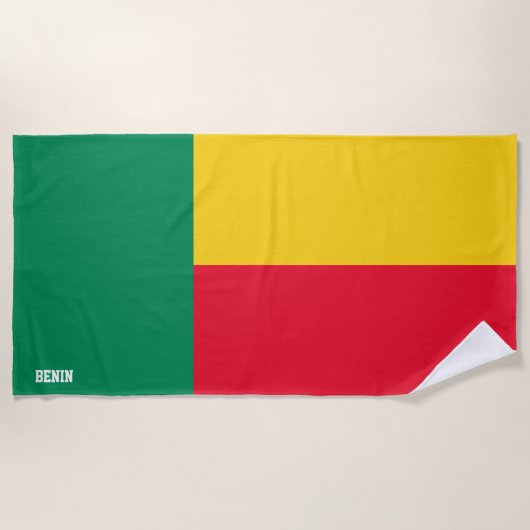 Serviette De Plage Drapeau du Bénin Splendide Patriotique (Devant)