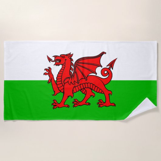 Serviette De Plage Drapeau du dragon rouge gallois du Pays de Galles (Devant)