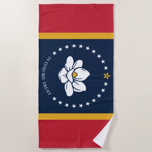 Serviette De Plage Drapeau du Mississippi - Nouveau Drapeau de Magnol (Devant)