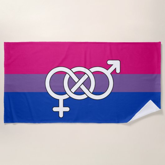 Serviette De Plage Drapeau du symbole de la fierté bisexuelle (Devant)