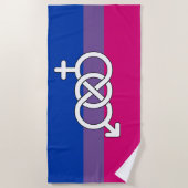 Serviette De Plage Drapeau du symbole de la fierté bisexuelle (Devant)