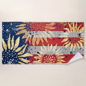 Serviette De Plage Drapeau et tournesols (Devant)