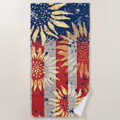 Serviette De Plage Drapeau et tournesols (Devant)