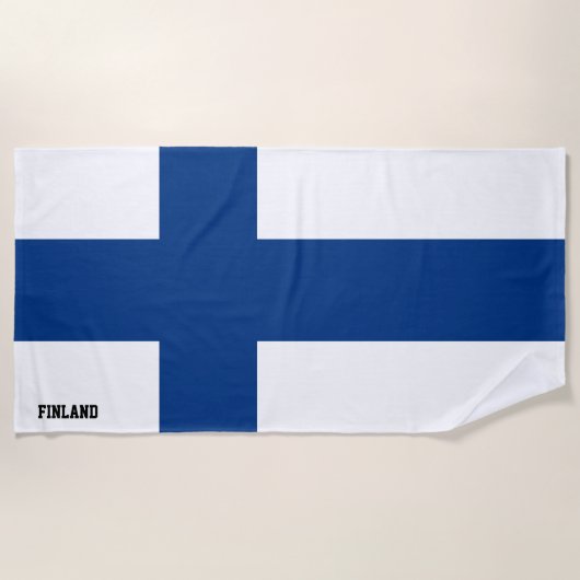Serviette De Plage Drapeau Finlande Splendide Patriotique (Devant)