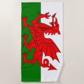Serviette De Plage Drapeau gallois dragon rouge gallois (Devant)