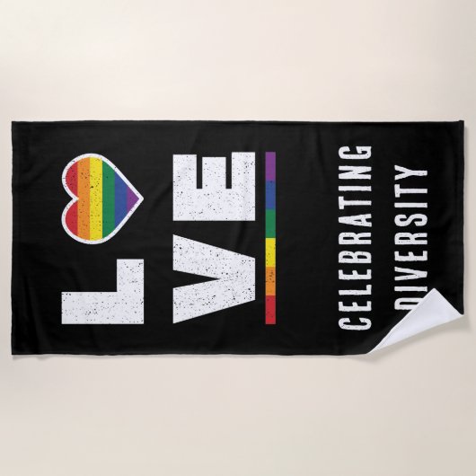 Serviette De Plage Drapeau Gay pride de Grunge Love LGBTQ (Devant)